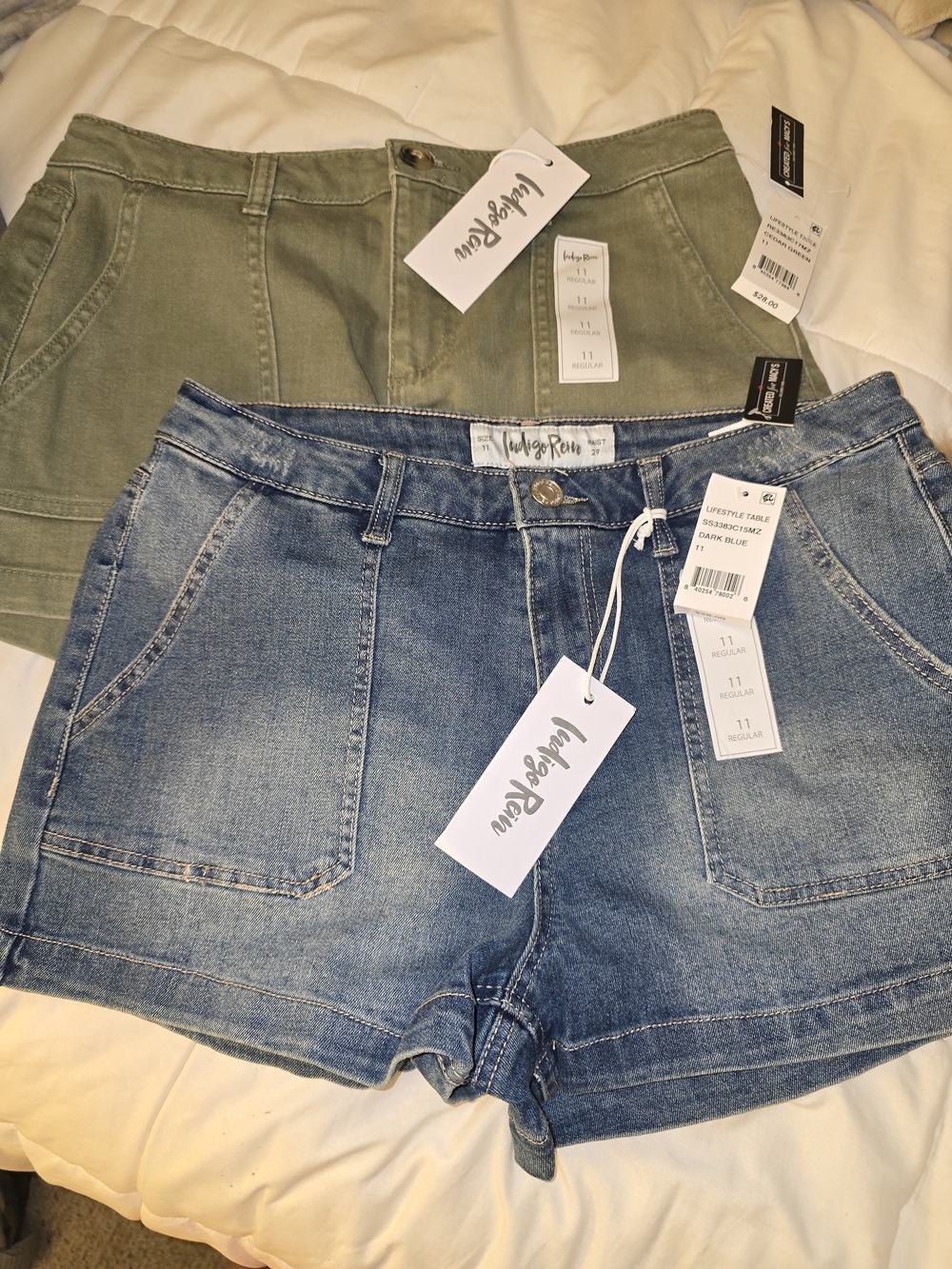 BUNDLE Of 2 - Indigo Rein Olive & Blue Denim Jean Shorts